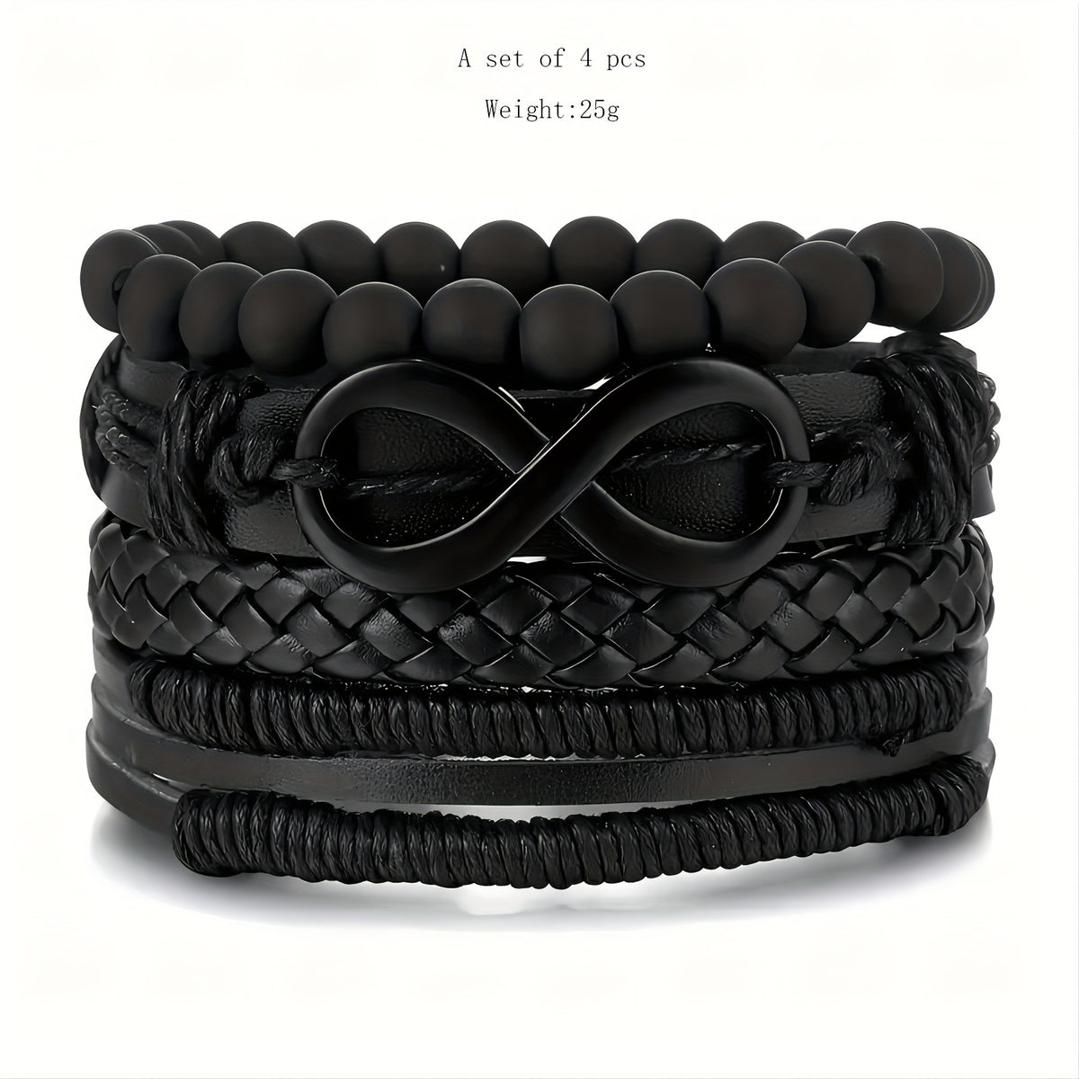 Handwoven Braided, Beaded & Infinity Symbol Adjustable Wristband Bracelets