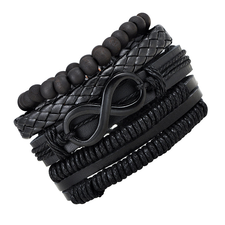 Handwoven Braided, Beaded & Infinity Symbol Adjustable Wristband Bracelets