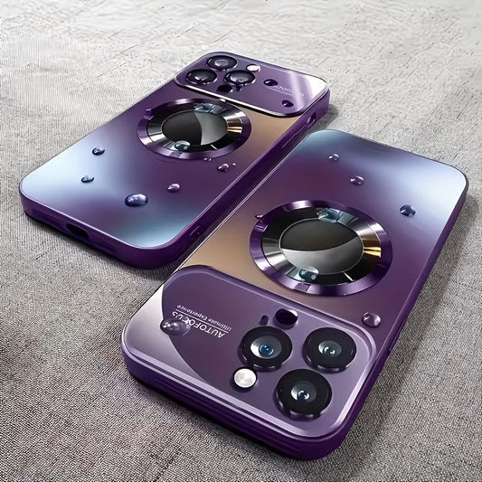 Purple Ultra‑Thin Magnetic Case - iPhone 14 Pro Max w/ Acrylic 2‑in‑1 Lens Cover