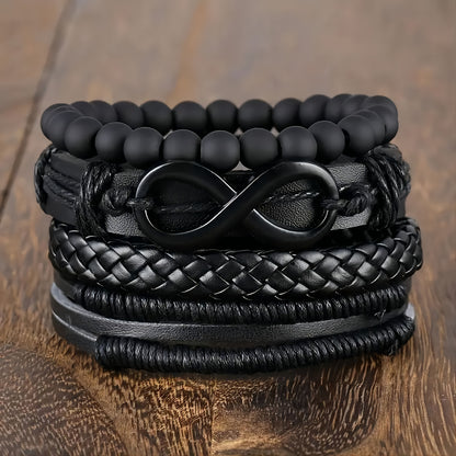 Handwoven Braided, Beaded & Infinity Symbol Adjustable Wristband Bracelets